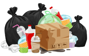 Pile of household junk and trash ready for removal by Tampa Junk Removal Pros